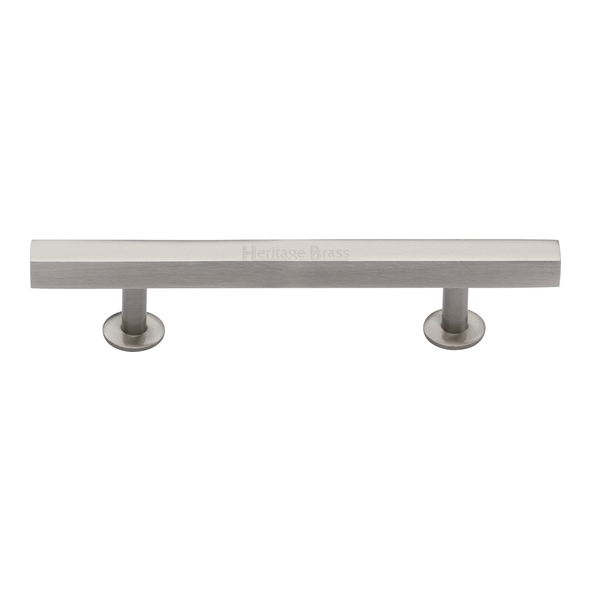 C4760 96-SN  096 x 159 x 11 x 19 x 32mm  Satin Nickel  Heritage Brass Square Bar Round Foot Cabinet Pull Handle