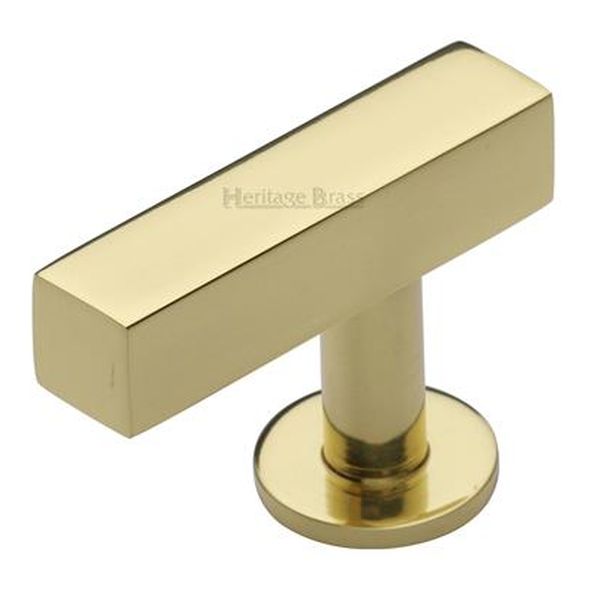 C4760 44-PB • 44 x 11 x 19 x 32mm • Polished Brass • Heritage Brass Offset Square T-Bar Cabinet Knob