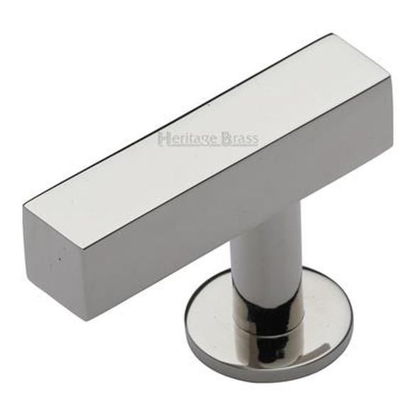 C4760 44-PNF • 44 x 11 x 19 x 32mm • Polished Nickel • Heritage Brass Offset Square T-Bar Cabinet Knob