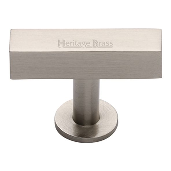 C4765-SN • 44 x 11 x 19 x 32mm • Satin Nickel • Heritage Brass Square T-Bar On Rose Cabinet Knob