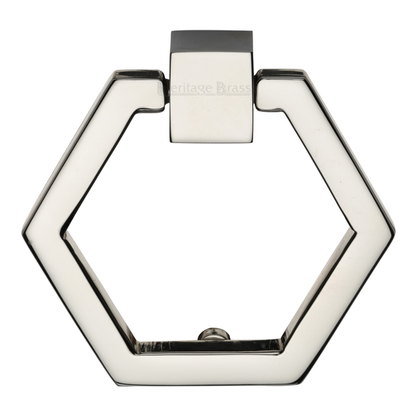 C6334-PNF • 50 x 61 x 13mm • Polished Nickel • Heritage Brass Hexagonal Cabinet Drop Handle