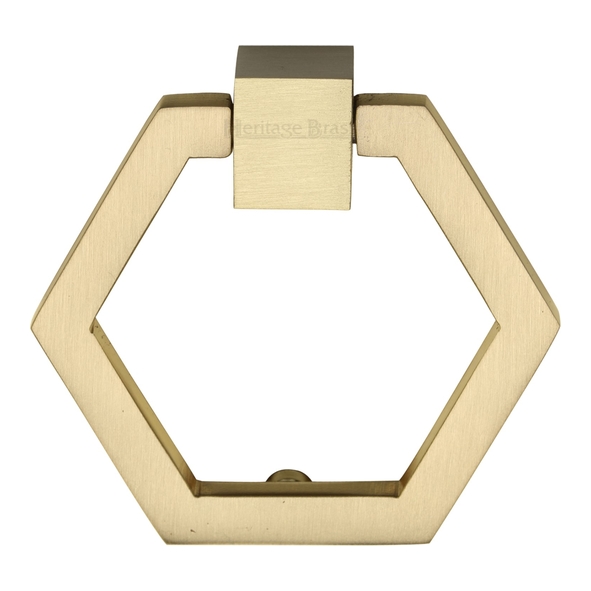 C6334-SB • 50 x 61 x 13mm • Satin Brass • Heritage Brass Hexagonal Cabinet Drop Handle