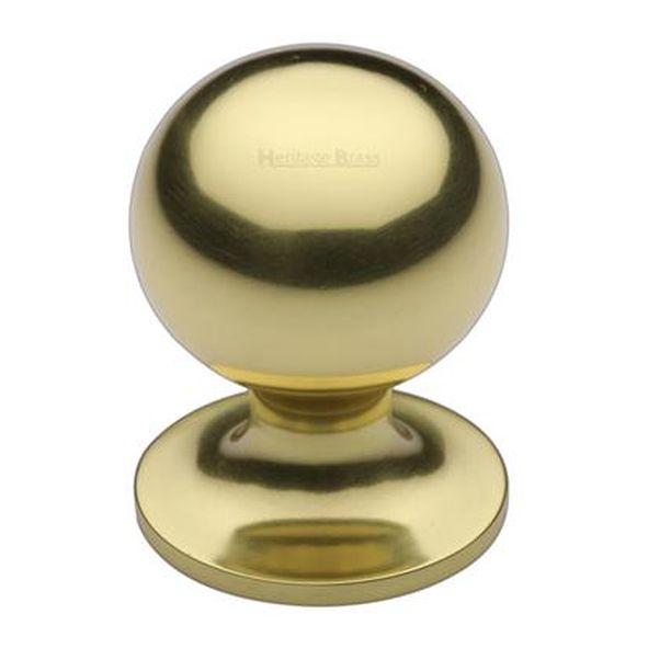 C8321 25-PB • 25 x 25 x 36mm • Polished Brass • Heritage Brass Sphere On Rose Cabinet Knob