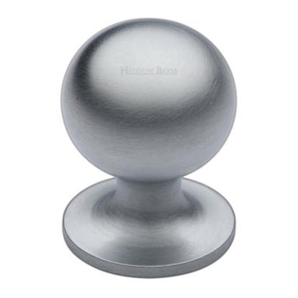 C8321 25-SC  25 x 25 x 36mm  Satin Chrome  Heritage Brass Sphere On Rose Cabinet Knob