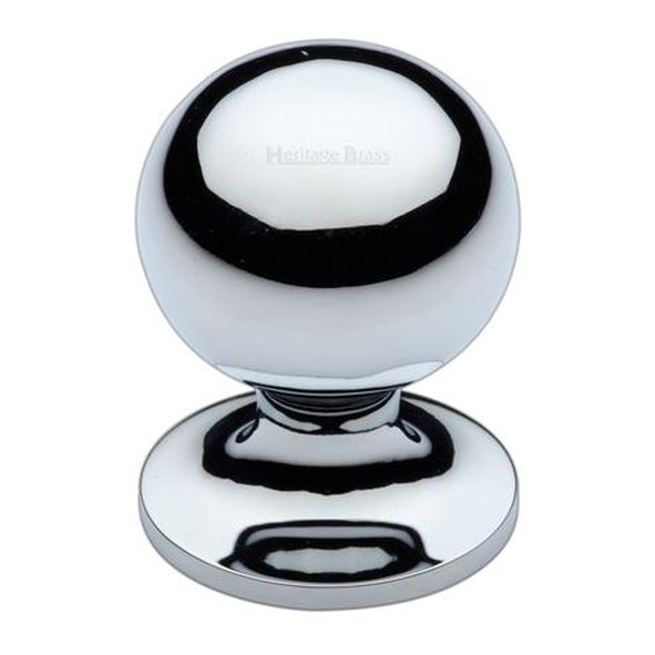 C8321 38-PC  38 x 38 x 48mm  Polished Chrome  Heritage Brass Sphere On Rose Cabinet Knob