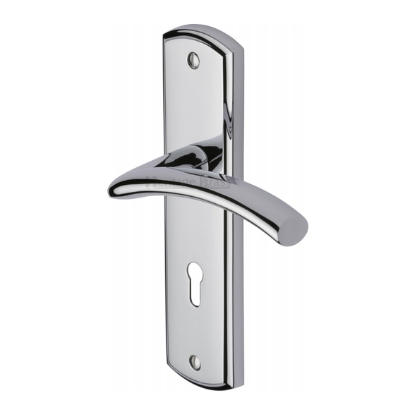 CEN1000-PC  Standard Lock [57mm]  Polished Chrome  Heritage Brass Centaur Levers On Backplates