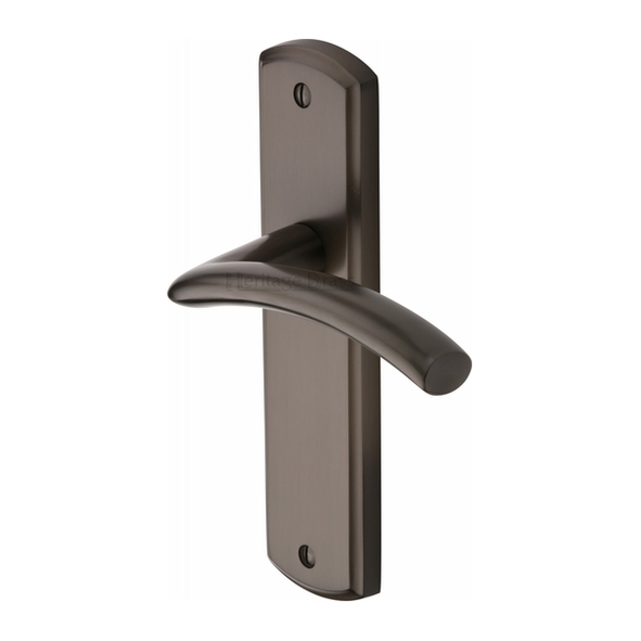 CEN1010-MB • Long Plate Latch • Matt Bronze • Heritage Brass Centaur Levers On Backplates