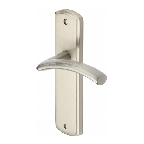 CEN1010-SN  Long Plate Latch  Satin Nickel  Heritage Brass Centaur Levers On Backplates