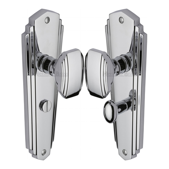 CHA1930-PC • Bathroom [57mm] • Polished Chrome • Heritage Brass Charlston Mortice Knobs On Backplates