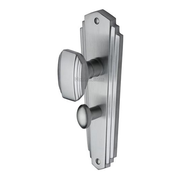 CHA1930-SC  Bathroom [57mm]  Satin Chrome  Heritage Brass Charlston Mortice Knobs On Backplates