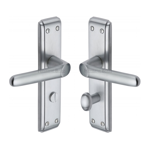 DEC3030-SC  Bathroom [57mm]  Satin Chrome  Heritage Brass Deco Levers On Backplates