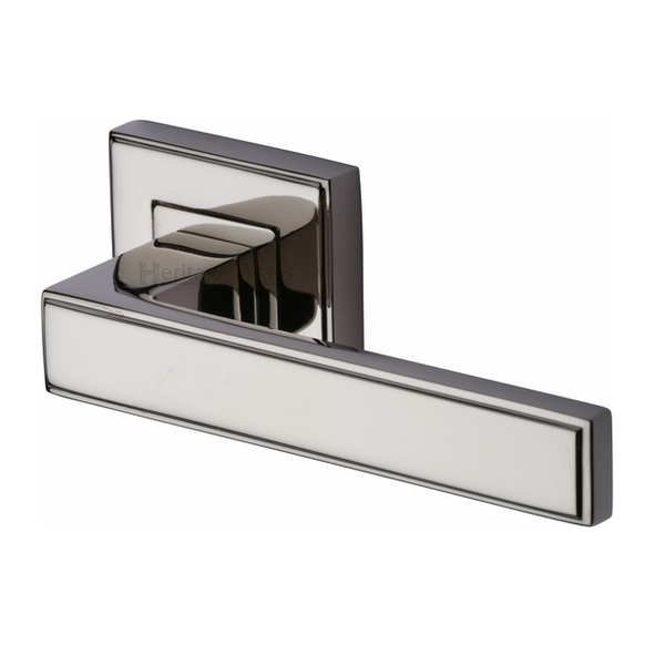 DEC5430-PNF • Polished Nickel • Heritage Brass Linear Levers On Art Deco Square Roses