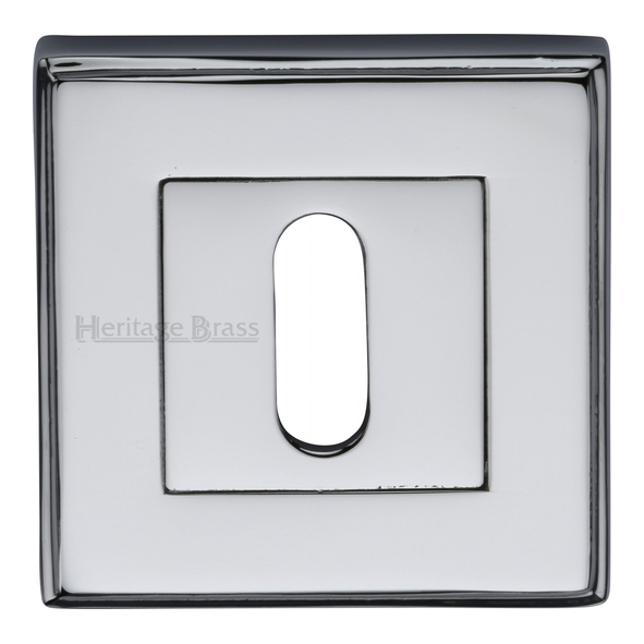 DEC7000-PC • Polished Chrome • Heritage Brass Art Deco Square Mortice Key Escutcheon