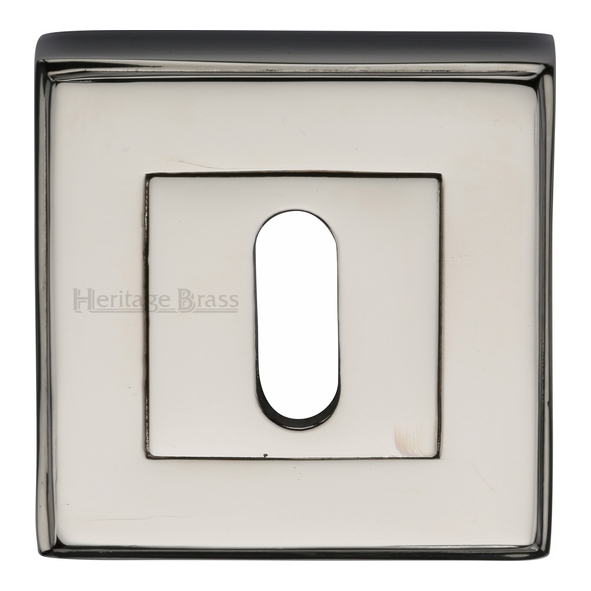 DEC7000-PNF • Polished Nickel • Heritage Brass Art Deco Square Mortice Key Escutcheon