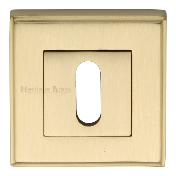 DEC7000-SB  Satin Brass  Heritage Brass Art Deco Square Mortice Key Escutcheon