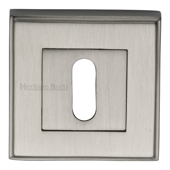 DEC7000-SN  Satin Nickel  Heritage Brass Art Deco Square Mortice Key Escutcheon