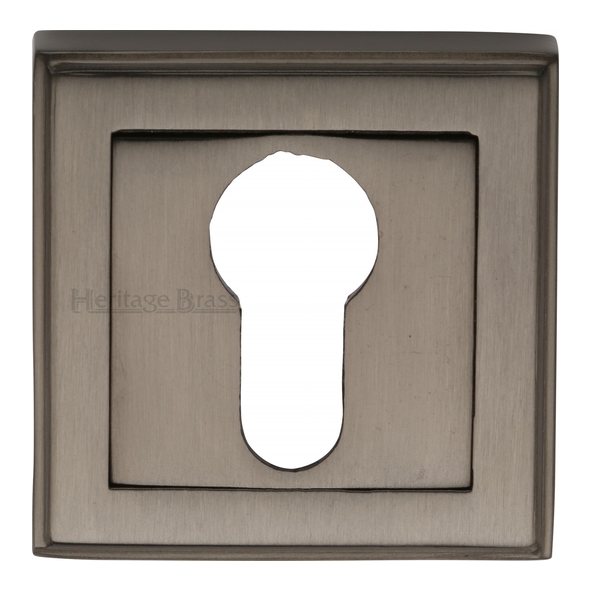 DEC7020-MB • Matt Bronze • Heritage Brass Art Deco Square Euro Cylinder Escutcheon