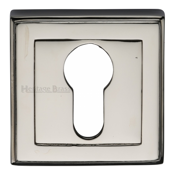 DEC7020-PNF  Polished Nickel  Heritage Brass Art Deco Square Euro Cylinder Escutcheon