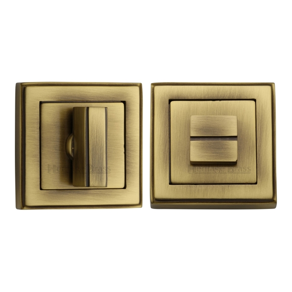 DEC7030-AT  Antique Brass  Heritage Brass Art Deco Square Bathroom Turns With Release