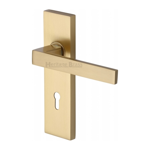 DEL6000-SB  Standard Lock [57mm]  Satin Brass  Heritage Brass Delta Levers On Backplates