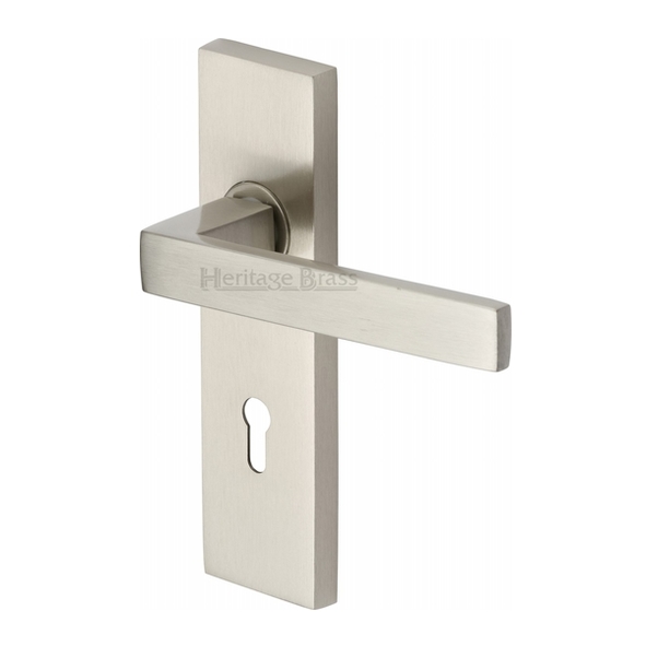 DEL6000-SN • Standard Lock [57mm] • Satin Nickel • Heritage Brass Delta Levers On Backplates