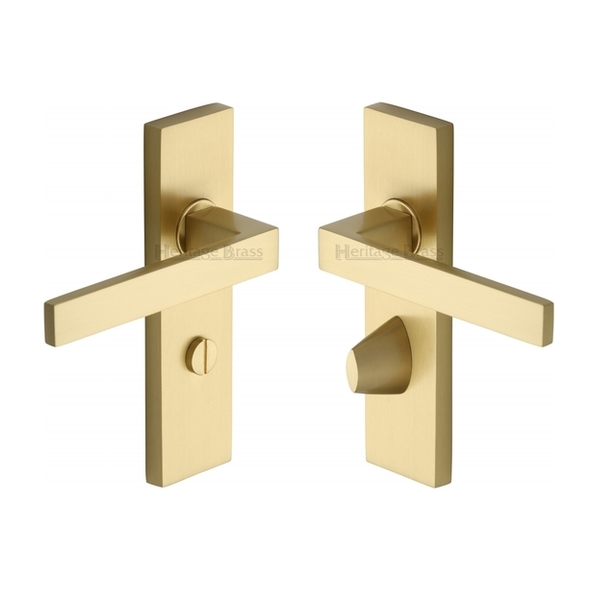 DEL6030-SB • Bathroom [57mm] • Satin Brass • Heritage Brass Delta Levers On Backplates