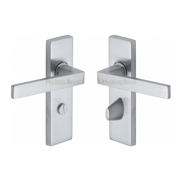 DEL6030-SC  Bathroom [57mm]  Satin Chrome  Heritage Brass Delta Levers On Backplates