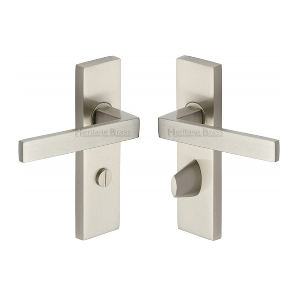 DEL6030-SN  Bathroom [57mm]  Satin Nickel  Heritage Brass Delta Levers On Backplates