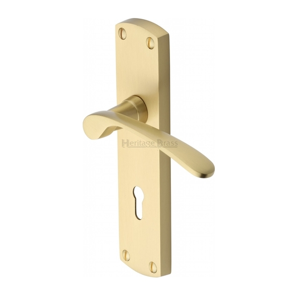 DIP7800-SB  Standard Lock [57mm]  Satin Brass  Heritage Brass Diplomat Levers On Backplates