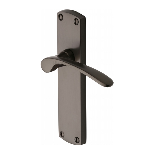 DIP7810-MB • Long Plate Latch • Matt Bronze • Heritage Brass Diplomat Levers On Backplates