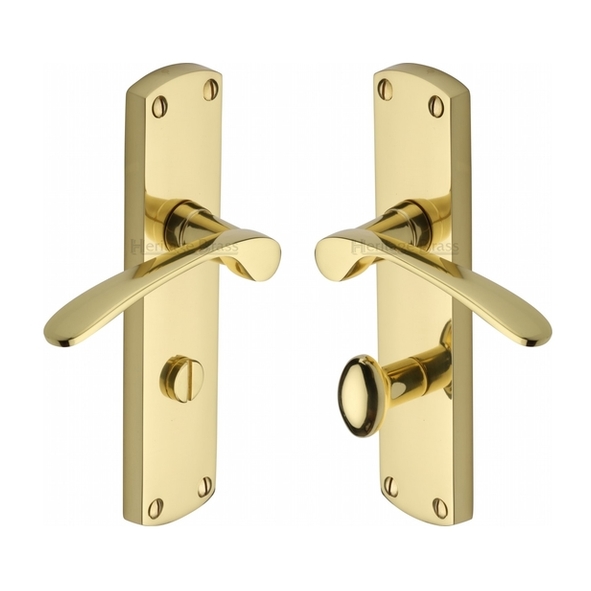 DIP7830-PB  Bathroom [57mm]  Polished Brass  Heritage Brass Diplomat Levers On Backplates