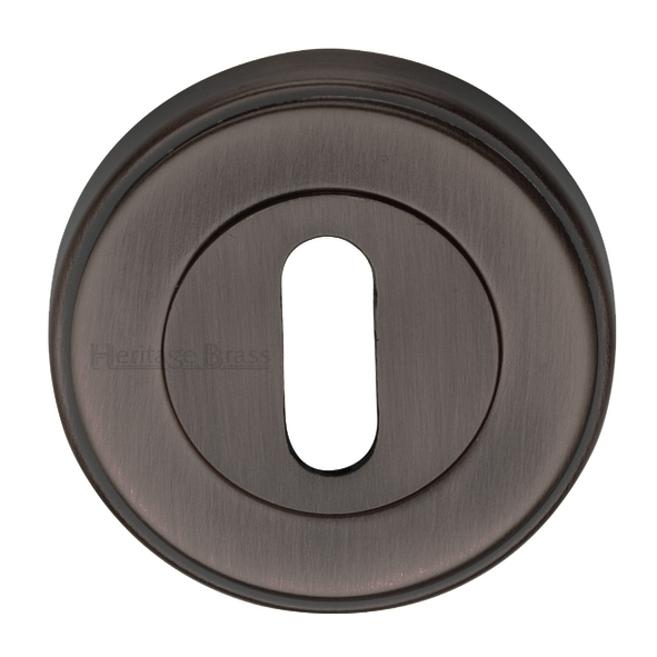 ERD7000-MB • For Standard Lock • Matt Bronze • Heritage Brass Art Deco Round Mortice Key Escutcheon