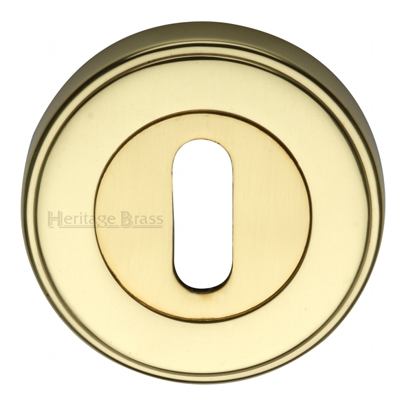 ERD7000-PB • Polished Brass • Heritage Brass Art Deco Round Mortice Key Escutcheon