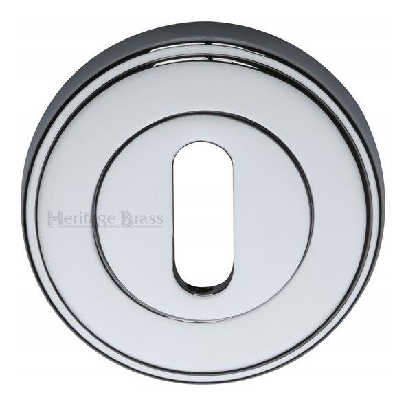 ERD7000-PC • Polished Chrome • Heritage Brass Art Deco Round Mortice Key Escutcheon