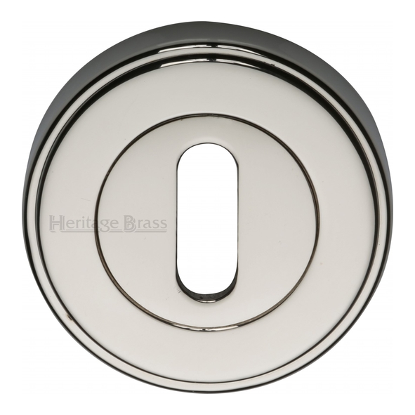 ERD7000-PNF • Polished Nickel • Heritage Brass Art Deco Round Mortice Key Escutcheon