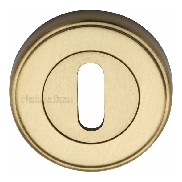 ERD7000-SB • Satin Brass • Heritage Brass Art Deco Round Mortice Key Escutcheon