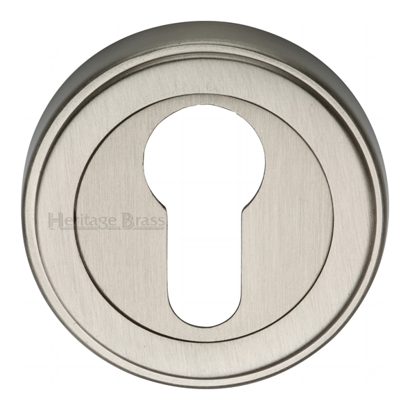 ERD7020-SN • Satin Nickel • Heritage Brass Art Deco Round Euro Cylinder Escutcheon