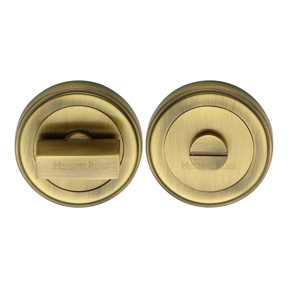 ERD7030-AT • Antique Brass • Heritage Brass Art Deco Round Bathroom Turns With Release