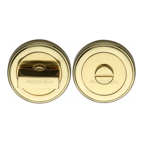 ERD7030-PB • Polished Brass • Heritage Brass Art Deco Round Bathroom Turns With Release