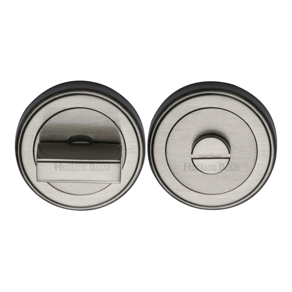 ERD7030-SN • Satin Nickel • Heritage Brass Art Deco Round Bathroom Turns With Release