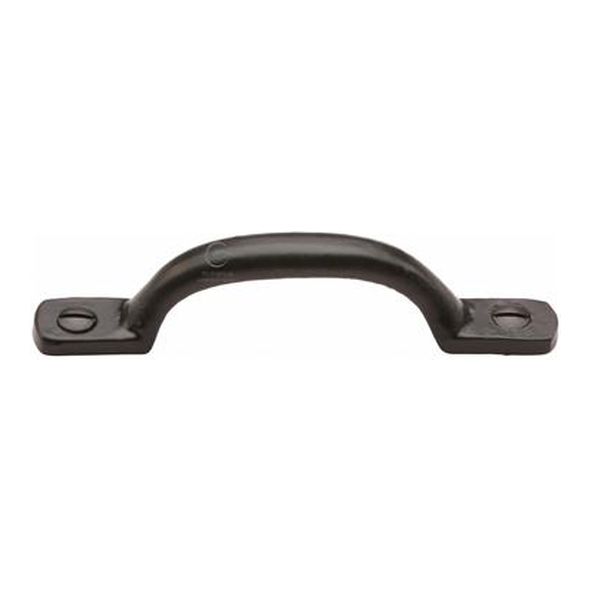 FB1090 102 • 102 x 25mm • Smooth Black Iron • Heritage Brass Face Fix Cabinet Pull Handle