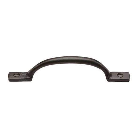 FB1090 152 • 152 x 36mm • Smooth Black Iron • Heritage Brass Face Fix Cabinet Pull Handle