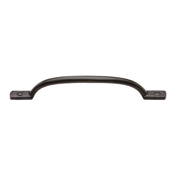 FB1090 203 • 203 x 36mm • Smooth Black Iron • Heritage Brass Face Fix Cabinet Pull Handle