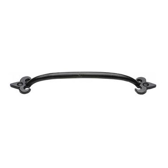 FB1092 203 • 203 x 27mm • Smooth Black Iron • Heritage Brass Fleur De Lys Cabinet Pull Handle