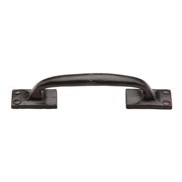 FB1145 159 • 159 x 36mm • Smooth Black Iron • Heritage Brass Offset Cabinet Pull Handle