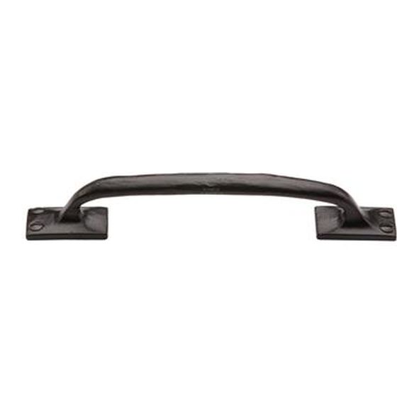 FB1145 210 • 210 x 36mm • Smooth Black Iron • Heritage Brass Offset Cabinet Pull Handle