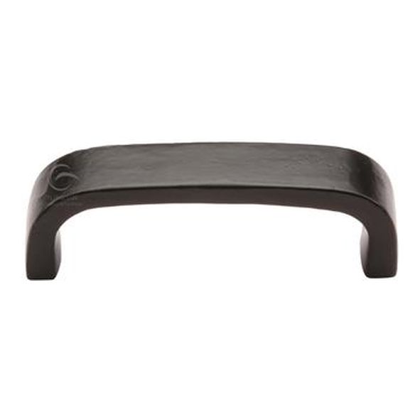 FB341 96 • 108 x 096 x 32mm • Smooth Black Iron • Heritage Brass Flat Cabinet Pull Handle