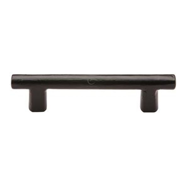 FB361 96 • 133 x 096 x 35mm • Smooth Black Iron • Heritage Brass Pedestal Cabinet Pull Handle