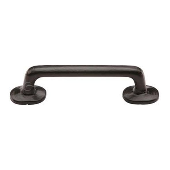 FB376 96  125 x 096 x 32mm  Smooth Black Iron  Heritage Brass Oval Rose Cabinet Pull Handle