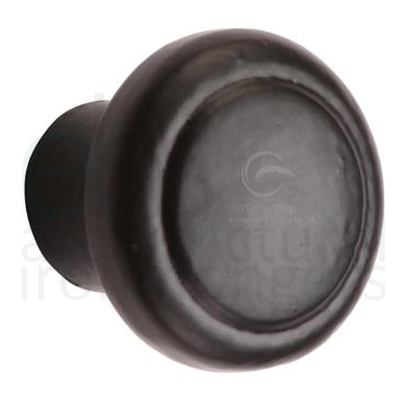 FB3990 38  38 x 35mm  Smooth Black Iron  Heritage Brass Flat Faced Bun Cabinet Knob